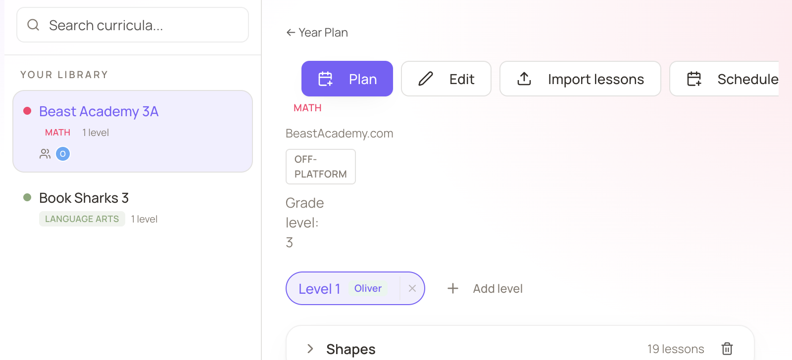 Curriculum organization used for accurate homeschool records